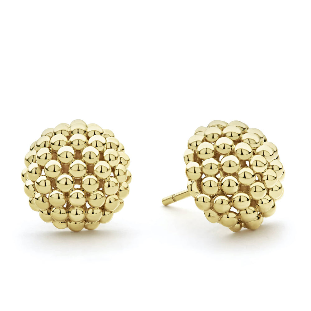 Caviar Gold Large 18K Gold Beaded Stud Earrings