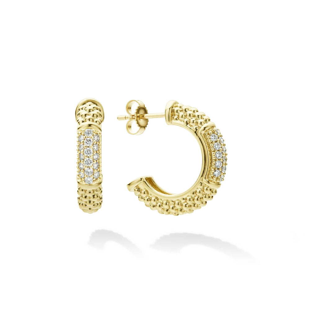 Caviar Gold 18K Gold Caviar Diamond Hoop Earrings