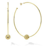 Caviar Gold Large 18K Gold Caviar Ball Hoop Earrings