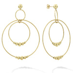 Caviar Gold Three Circle Bead Drop Earrings