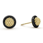 Meridian 18K Gold Caviar and Black Ceramic Stud Earrings
