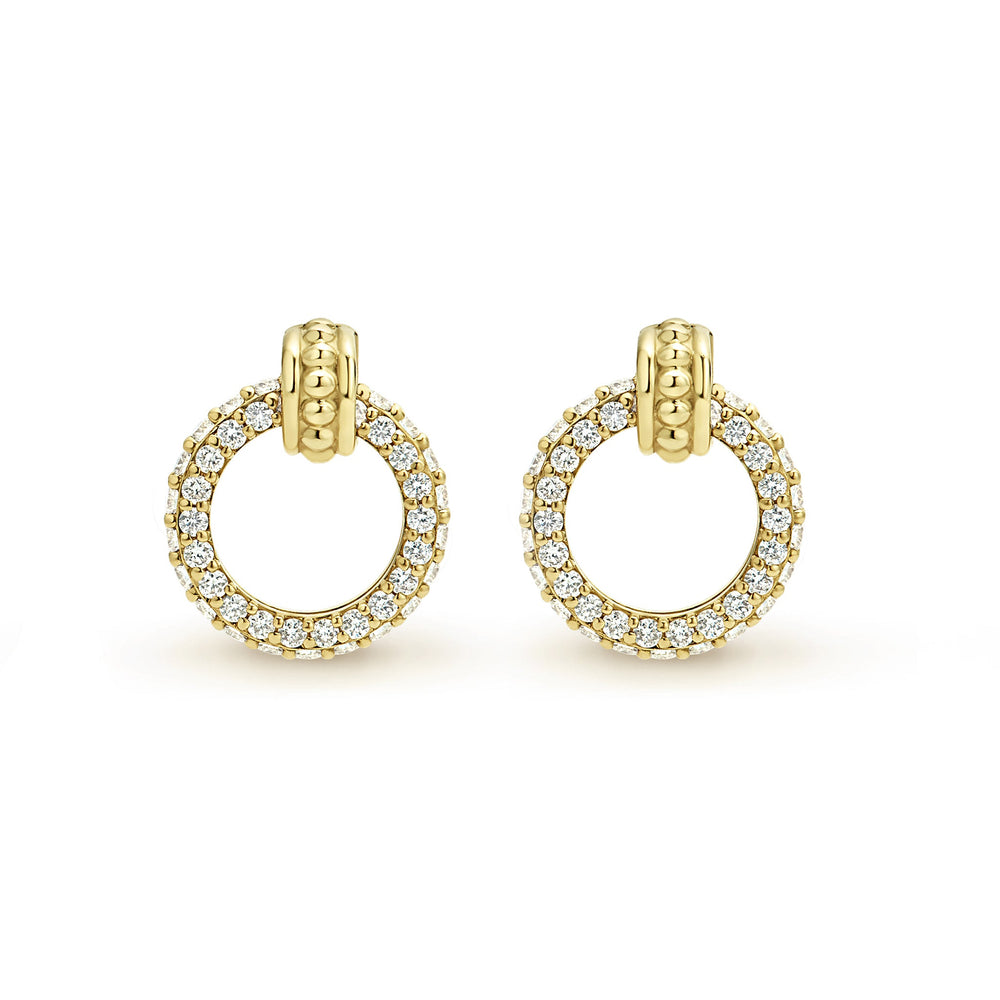 Meridian 18K Gold Circle Diamond Stud Earrings