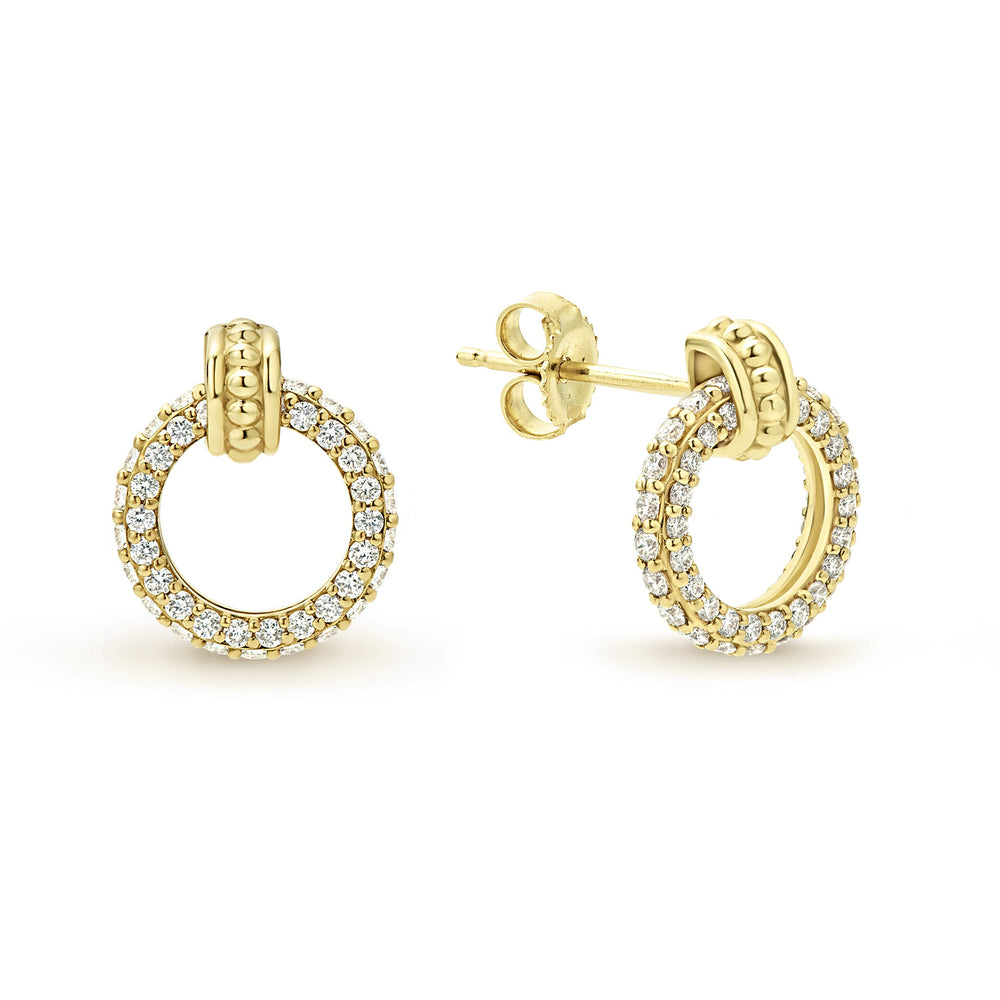 Meridian 18K Gold Circle Diamond Stud Earrings