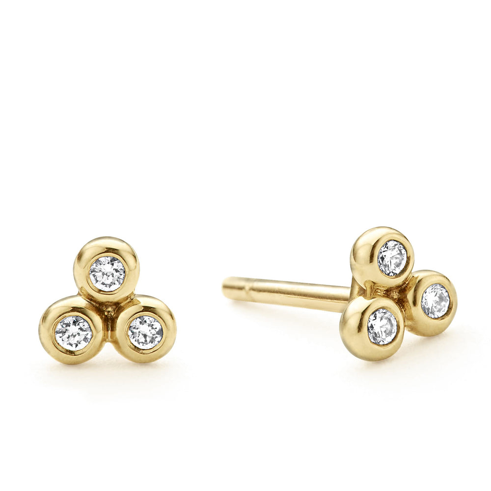 KSL 18K Gold Triangle Diamond Stud Earrings