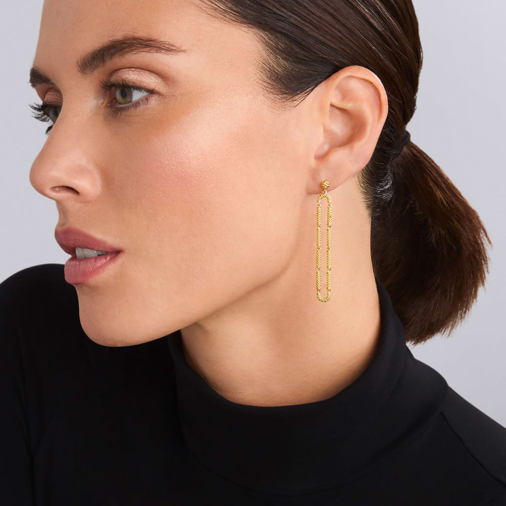 Signature Caviar Long 18K Gold Superfine Caviar Drop Earrings