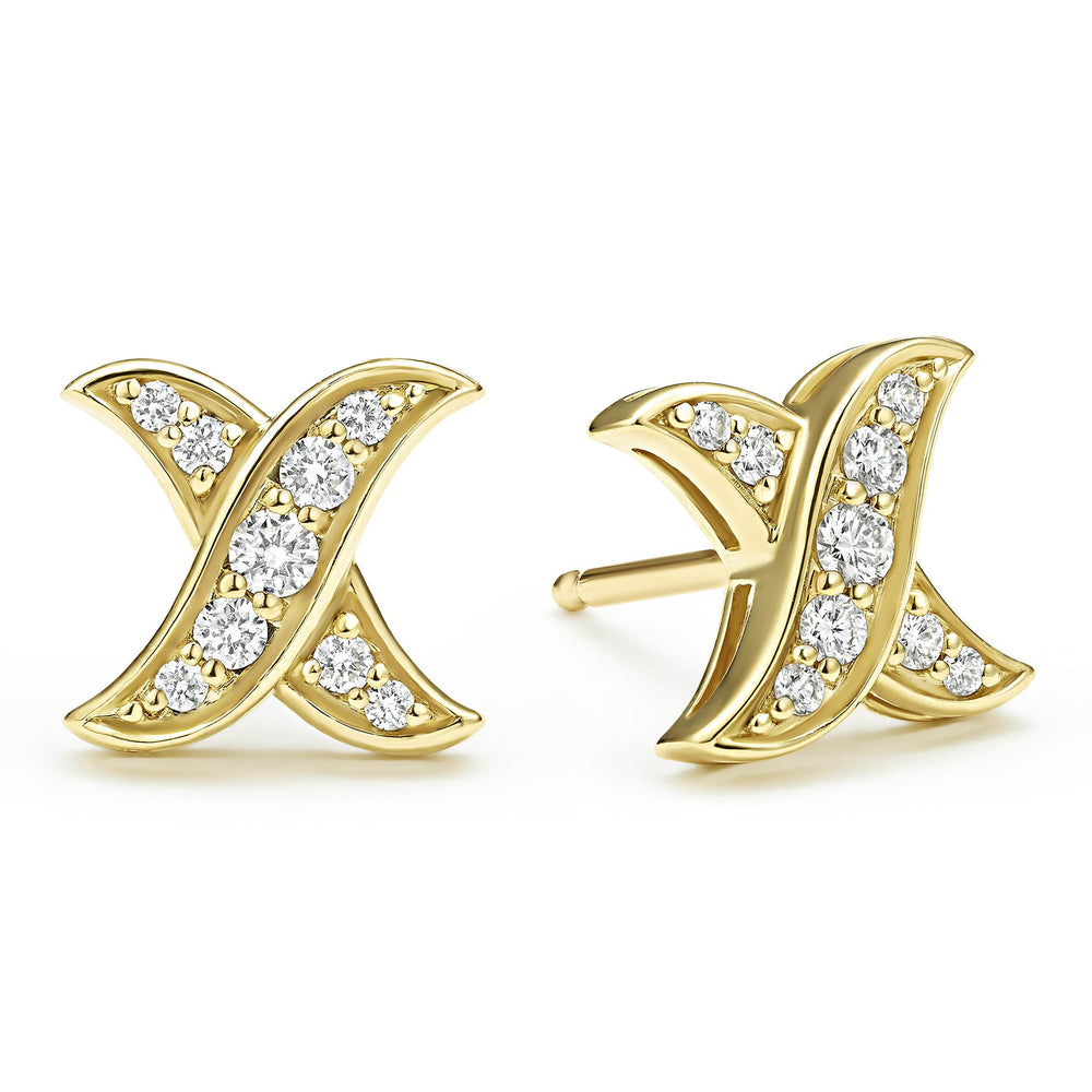 Embrace 18K Gold X Diamond Stud Earrings