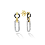 Signature Caviar Small 18K Gold and Black Ceramic Diamond Link Drop Earrings