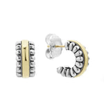 Signature Caviar Two-Tone Flute Huggie Earrings