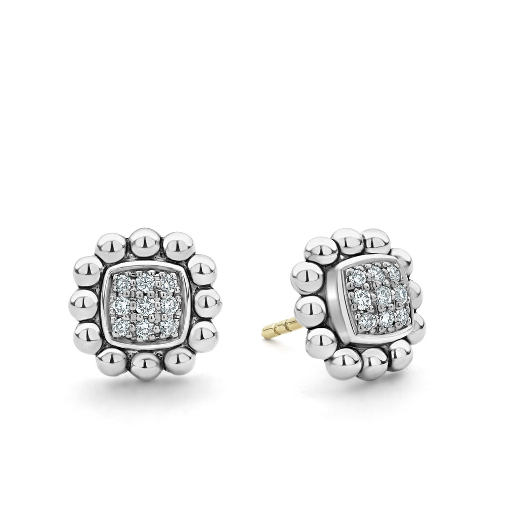 Caviar Spark Caviar Square Diamond Stud Earrings