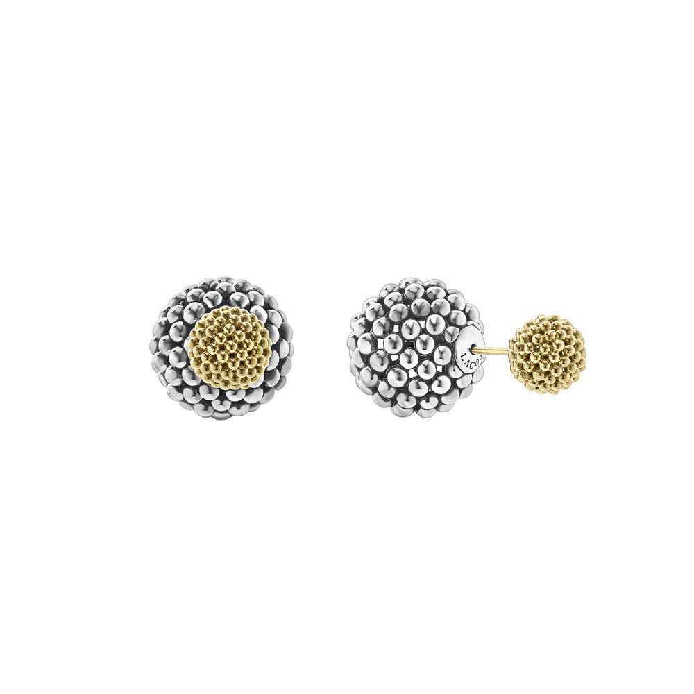 Signature Caviar Two-Tone Caviar Front-Back Earrings