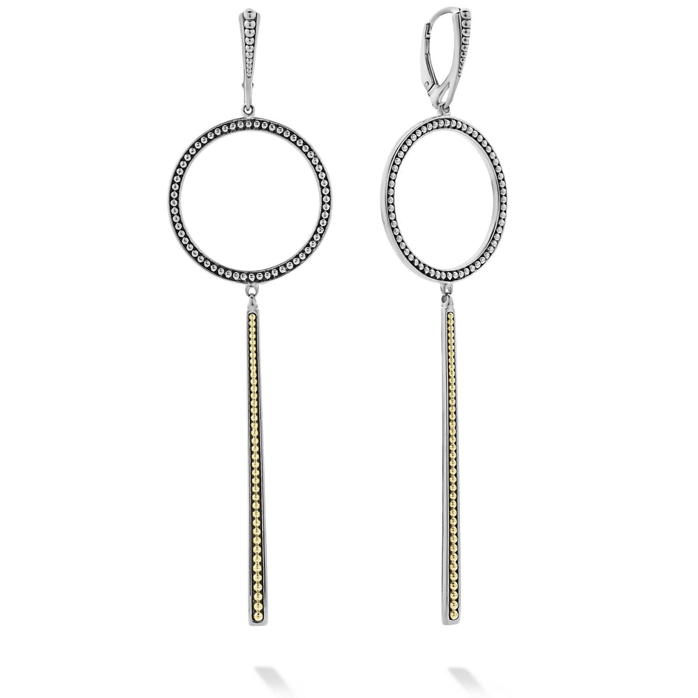 Enso Two-Tone Circle Linear Drop Earrings