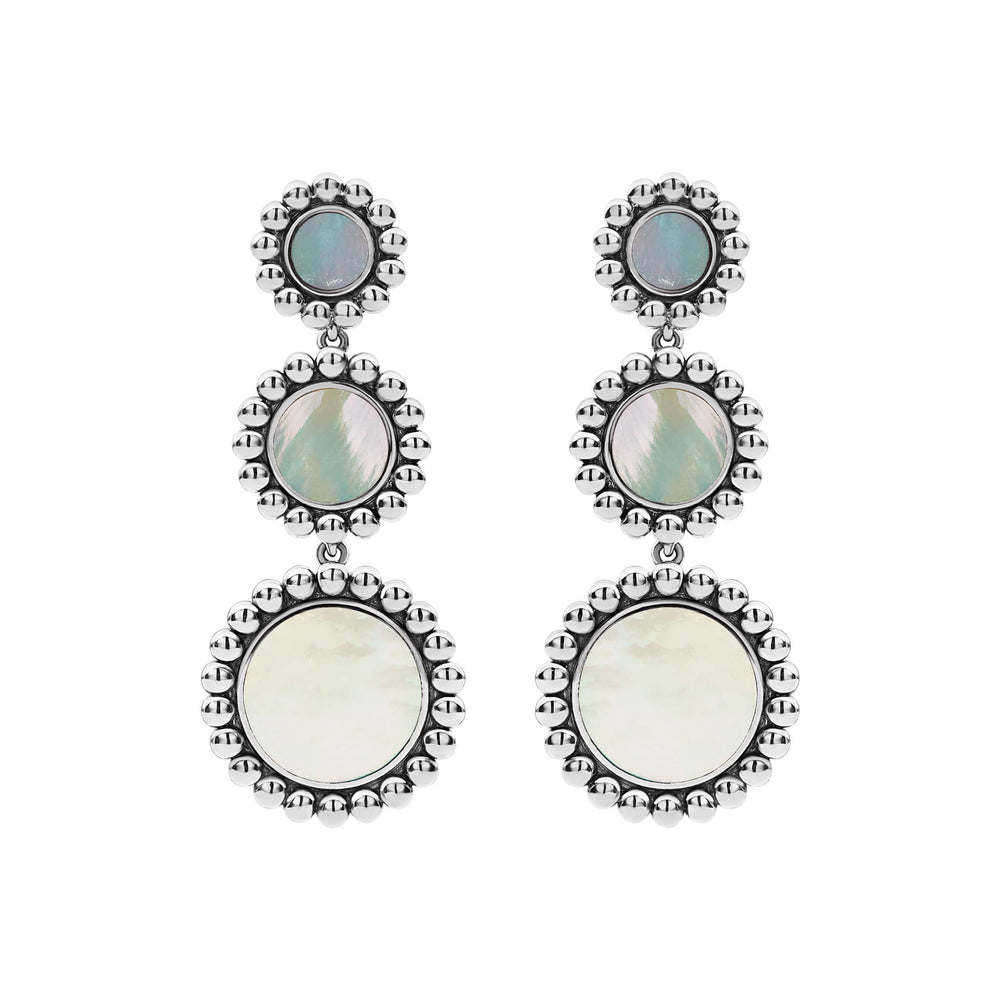 White Mother of Pearl|caviar earrings,drop earrings,lagos earrings,gemstone earrings