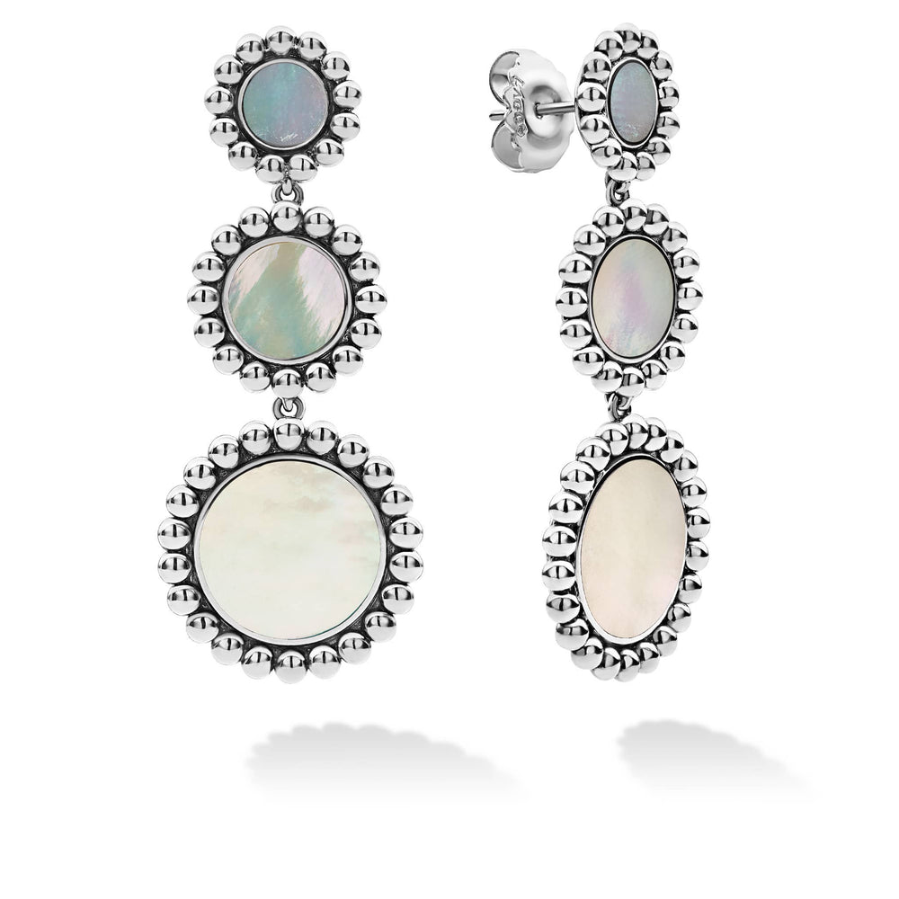 Maya Three Mother of Pearl Circle Drop Earrings