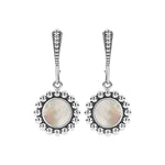 White Mother of Pearl|caviar earrings,drop earrings,lagos earrings,gemstone earrings