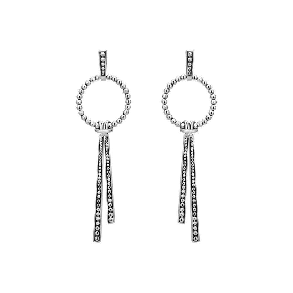 Signature Caviar Double Station Linear Drop Earrings