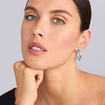 Blue Caviar 18K Gold and Blue Ceramic Hoop Earrings