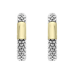 High Bar Two-Tone Station Caviar Hoop Earrings