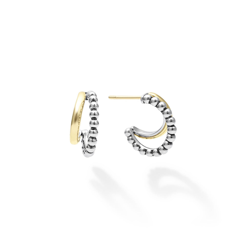 Signature Caviar Two-Tone Huggie Earrings