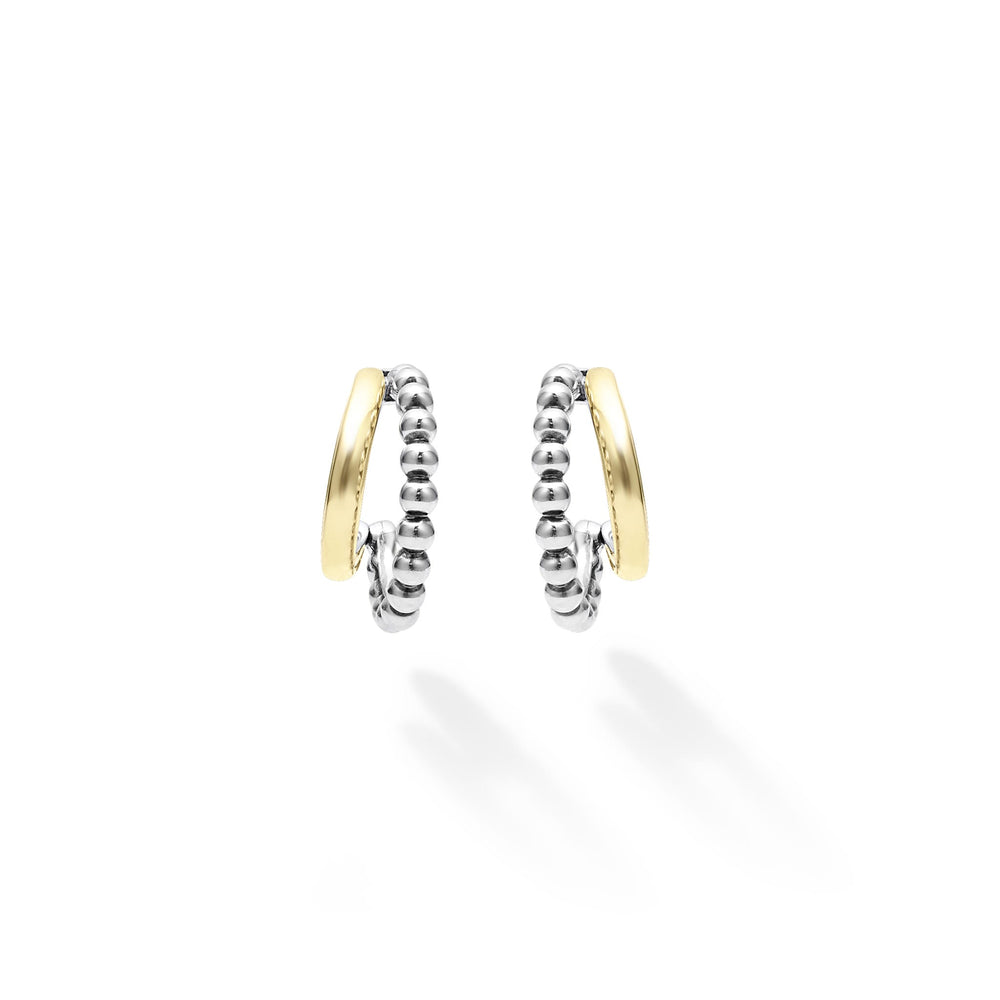 Signature Caviar Two-Tone Huggie Earrings