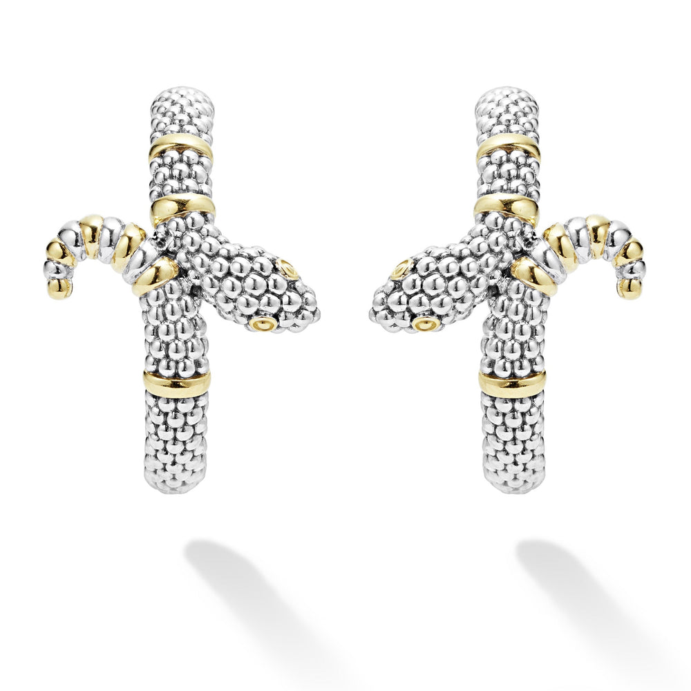 Rare Wonders Two-Tone Snake Hoop Earrings