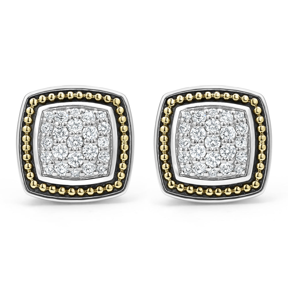 Rittenhouse Two-Tone Caviar Diamond Omega Clip Earrings
