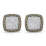 Rittenhouse Two-Tone Caviar Diamond Omega Clip Earrings
