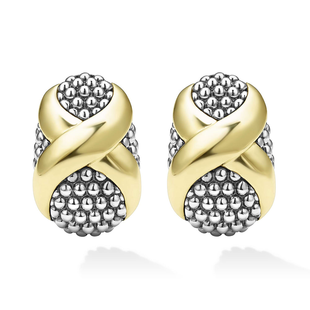 Embrace Two-Tone X Omega Clip Earrings