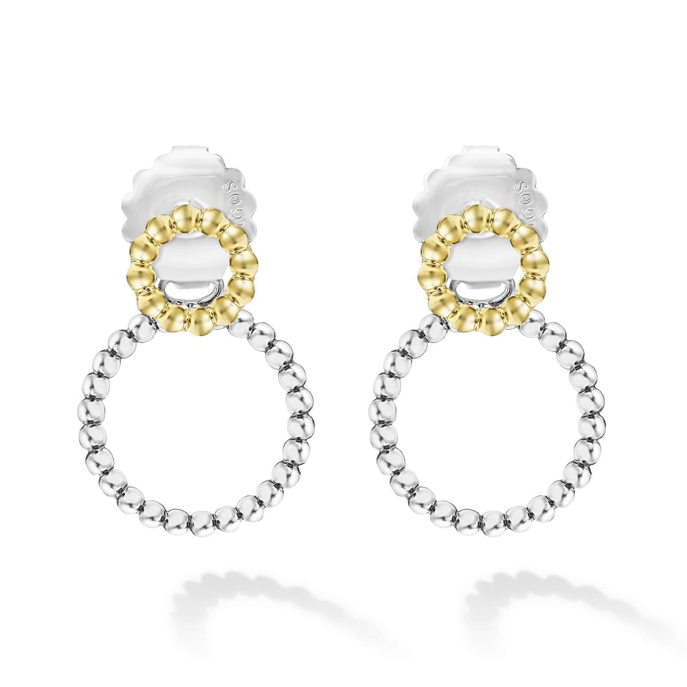 Signature Caviar Two-Tone Circle Drop Earrings
