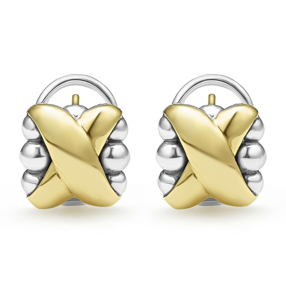 Embrace Two-Tone X Omega Clip Earrings