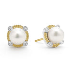 Luna Pearl Diamond Stud Earrings