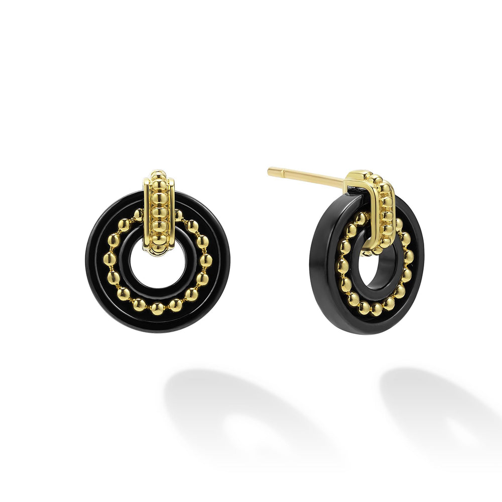 Black Caviar 18K Gold and Black Ceramic Stud Earrings