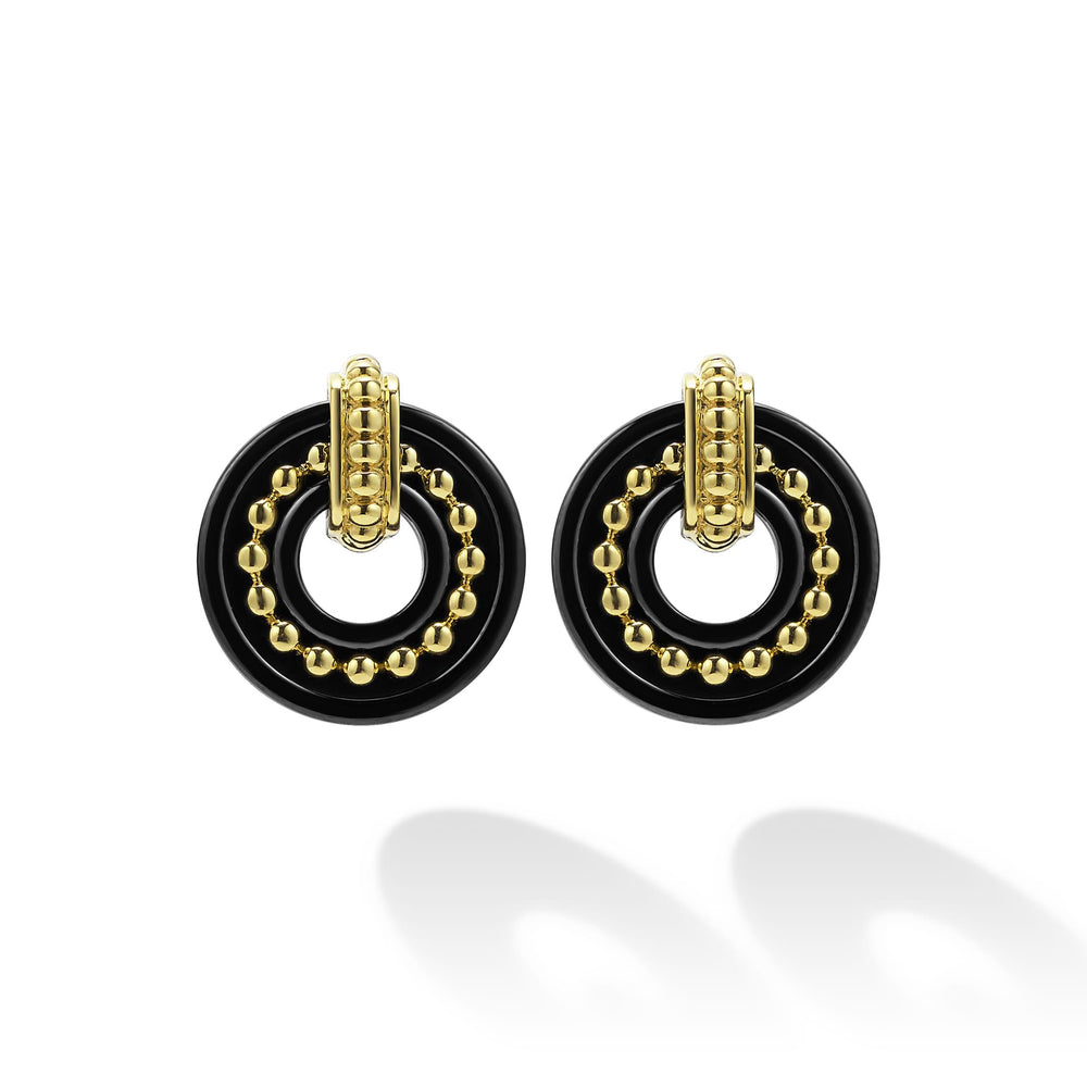 Black Caviar 18K Gold and Black Ceramic Stud Earrings