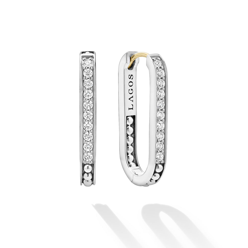 Caviar Spark Linear Diamond Hoop Earrings