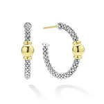 Signature Caviar Two-Tone Station Hoop Earrings