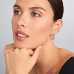 Signature Caviar Two-Tone Station Hoop Earrings