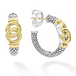 Signature Caviar Two-Tone Interlocking Hoop Earrings