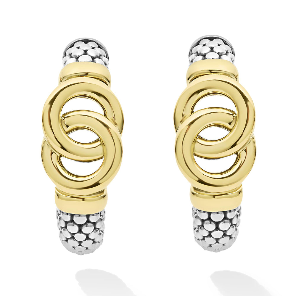 Signature Caviar Two-Tone Interlocking Hoop Earrings