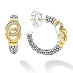 Signature Caviar Two-Tone Interlocking Diamond Hoop Earrings