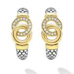 Signature Caviar Two-Tone Interlocking Diamond Hoop Earrings