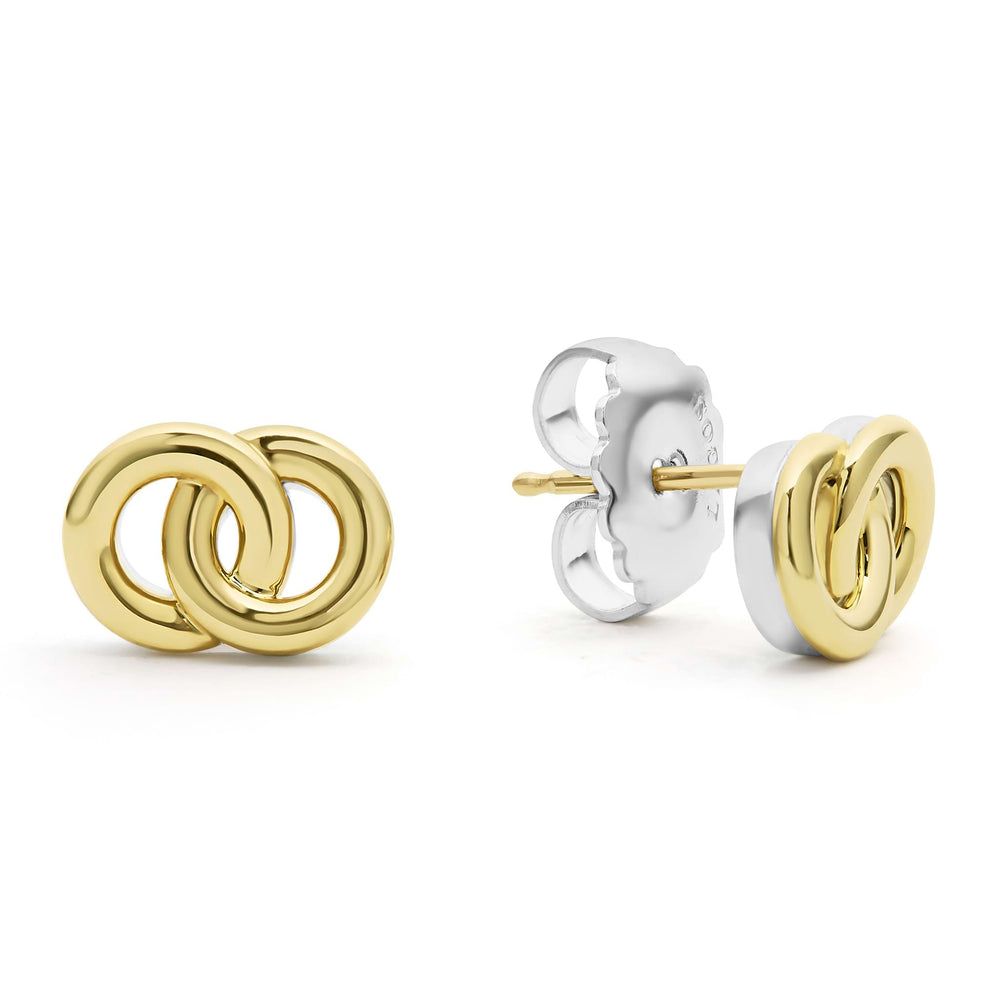 Signature Caviar Two-Tone Interlocking Stud Earrings