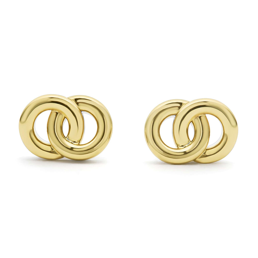 Signature Caviar Two-Tone Interlocking Stud Earrings