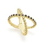 Caviar Gold 18K Gold X Black Diamond Ring