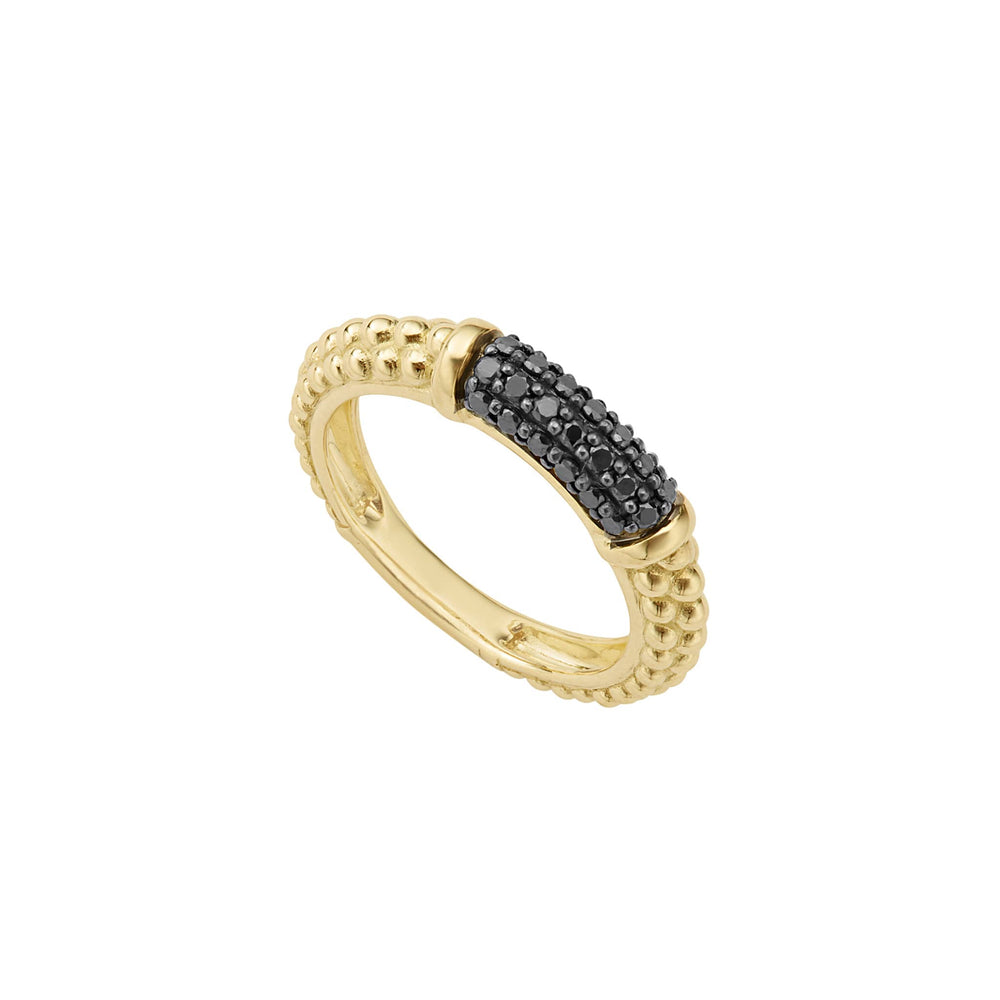 Caviar Gold 18K Gold Caviar Black Diamond Stacking Ring