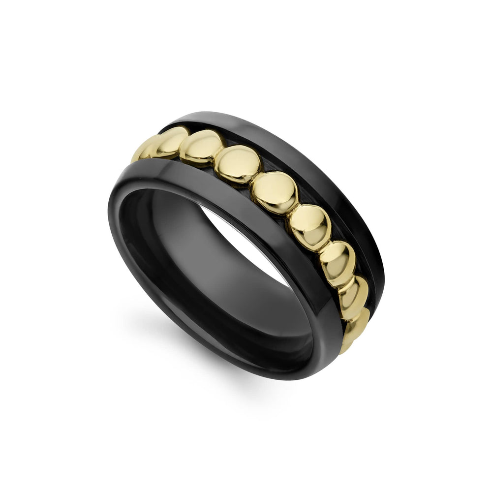 Meridian 18K Gold and Black Ceramic Ring