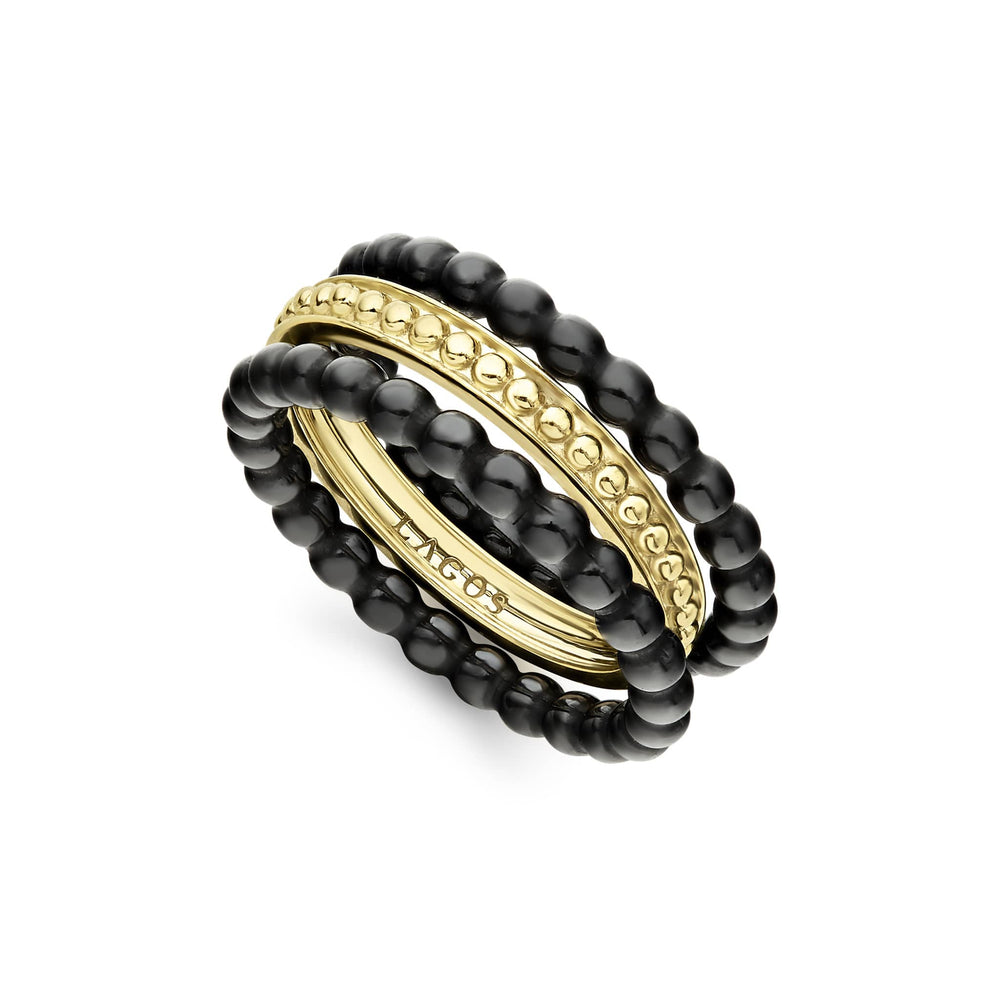 Meridian 18K Gold and Ceramic Stacking Rings