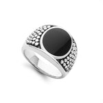 Anthem Black Agate Oval Band Ring