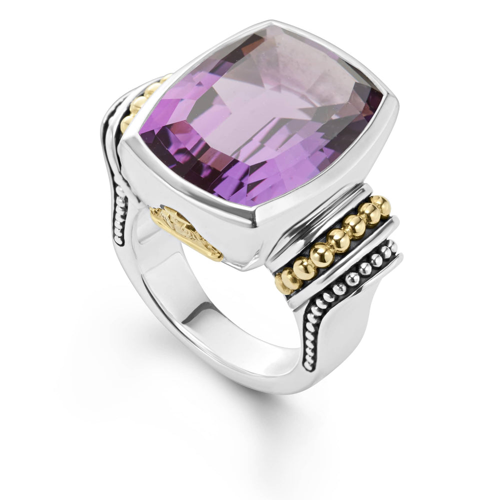 Caviar Color Large Amethyst Statement Ring