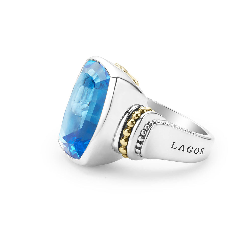 Swiss Blue Topaz|caviar ring,cocktail ring,lagos ring,gemstone ring