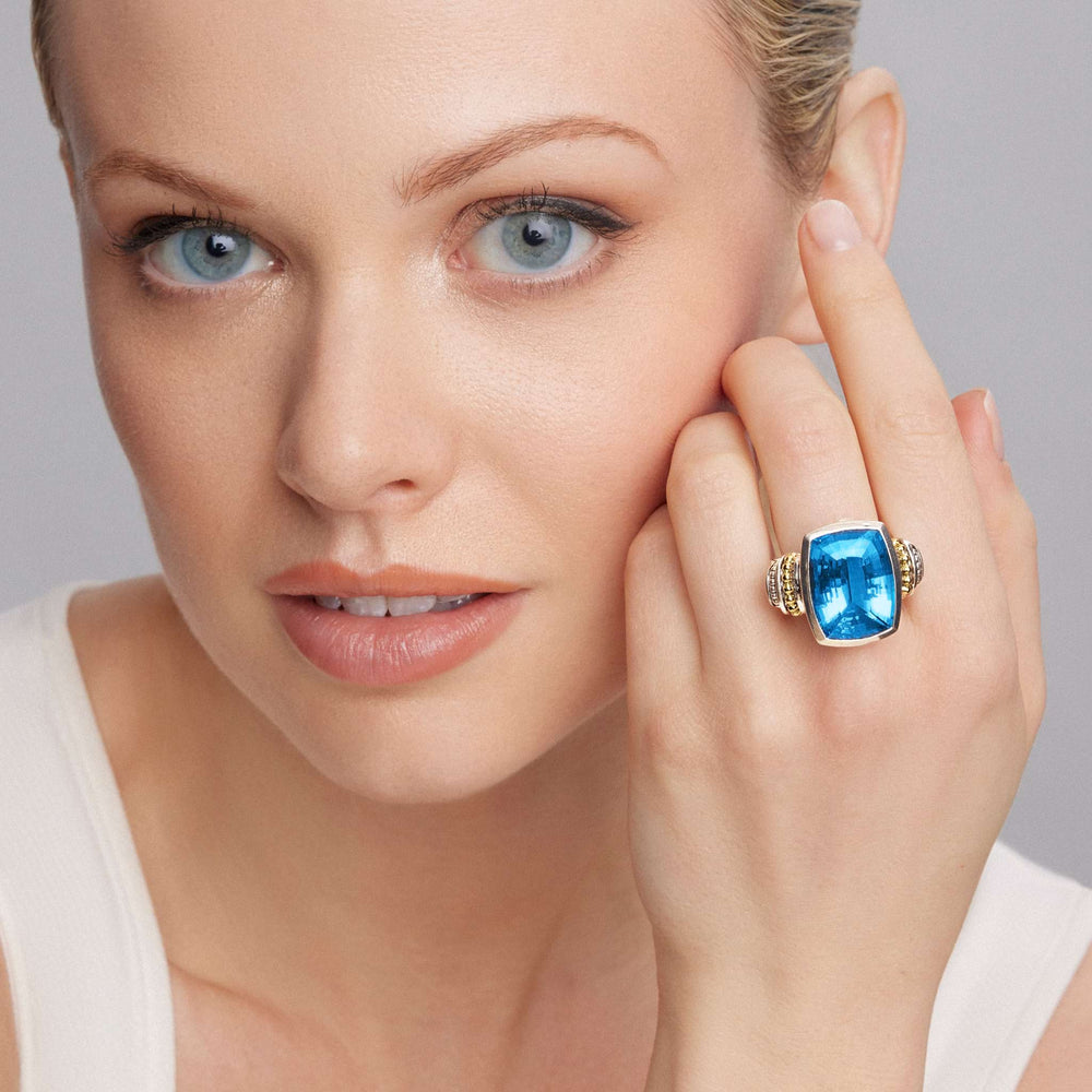 Swiss Blue Topaz|caviar ring,cocktail ring,lagos ring,gemstone ring