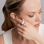 Caviar Color Small White Topaz Statement Ring